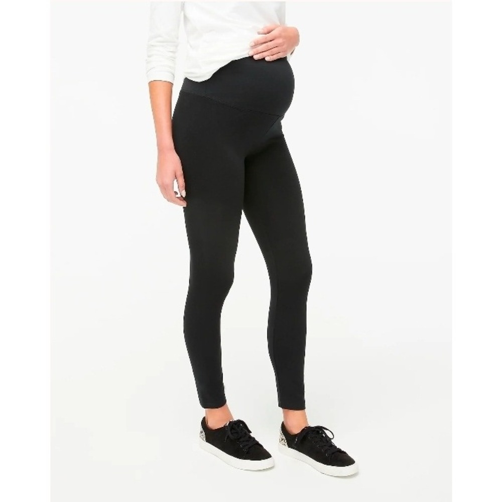 J.Crew Women XXS Black Maternity Leggings Over-the-Belly Cotton